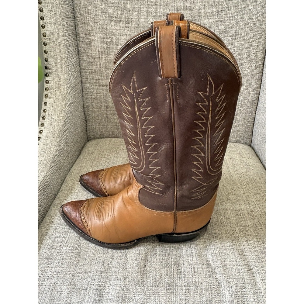 Tony Lama Lizard Wingtip Two-Toned Western Boots Style 6243 Sz 9.5D